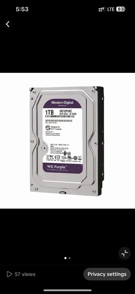 Hard Drive 1TB Western Digital-WD10PURZ